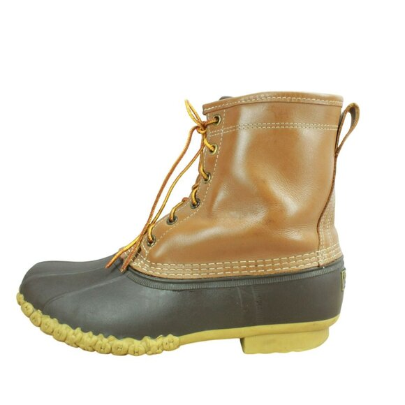 LL Bean Brown Leather Waterproof Gore-Tex Insulated Ankle Duck Boots Size 9 M - Picture 1 of 11